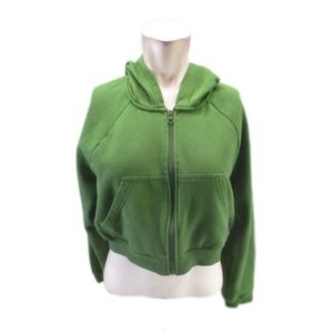 ʚ Pacsun Size M Womens Cotton Blend Zip Up Fleece Lined Crop Athletic Hoodie 308